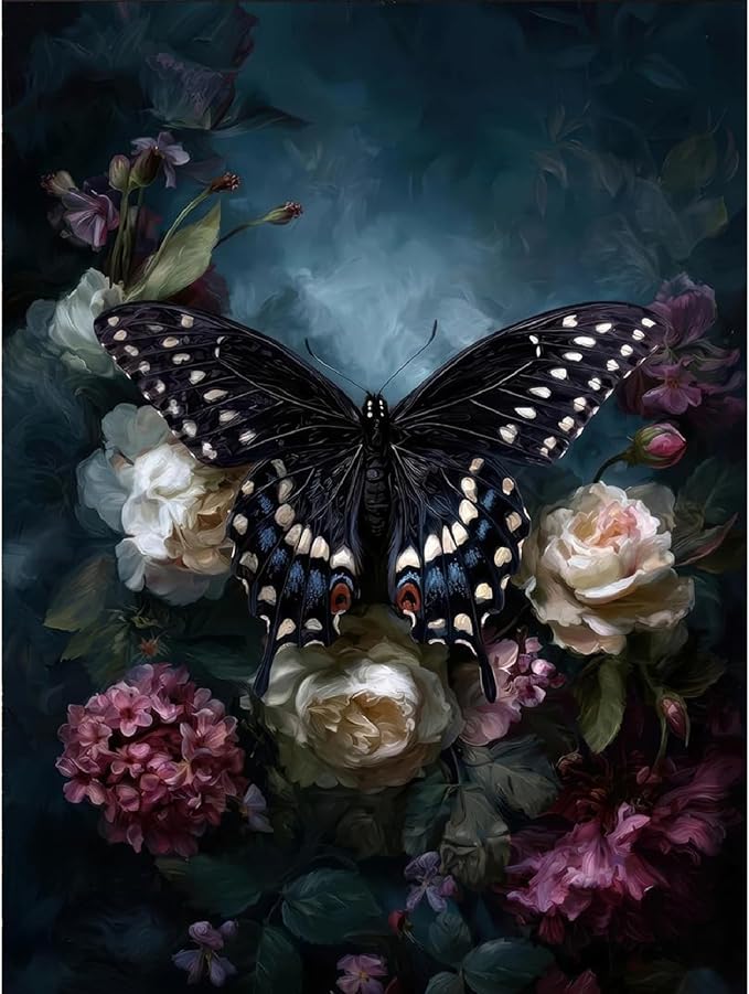 Butterfly Paint by Numbers Kit for Adults Framed Canvas, Frameworkless