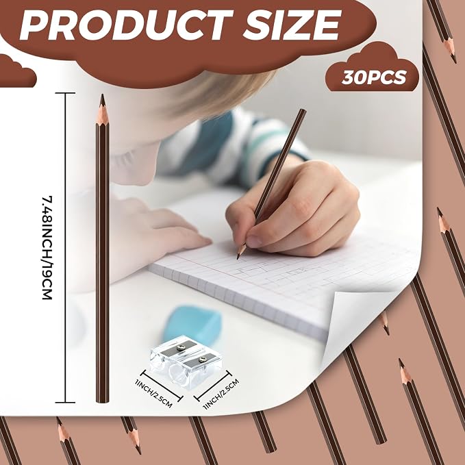 30 PCS Brown Colored Pencils, Pre-sharpened Professional Wooden Art Pencils Set for Artists Painting | Premium Drawing Sketching Supplies