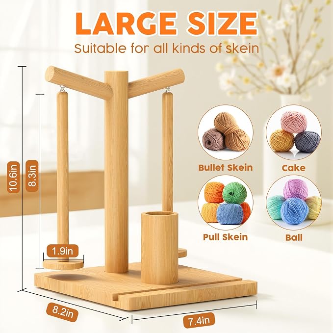 Hangerspace Wooden Yarn Holder for Crocheting and Knitting