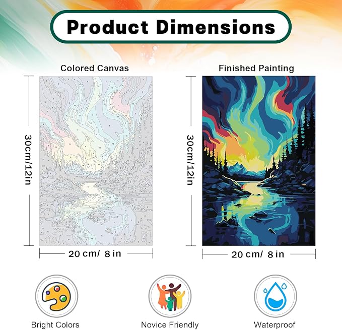 Framed Paint by Numbers Kit for Adults Beginner 8x12 Inch, Starry Night Adult Paint by Number Kits on Canvas, DIY Acrylic Watercolor Landscape Oil Paint by Number for Adults for Home Decor Gift