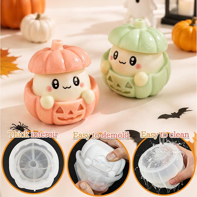 Halloween Silicone Mold, Little Ghost Face Pumpkin Candle Mold | for Candles Making, Crafts Plaster, DIY Gypsum, Epoxy Resin Casting, Halloween Themed Home Decor Handmade Gift