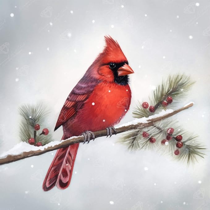 DIAMOND ART CLUB Winter Cardinal Diamond Art Kits for Adults