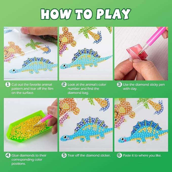 Labeol Diamond Art Kits for Kids Boys and Girls Ages 6-8-10-12 Easy to DIY Creative Diamond Art Sticker Craft by Numbers Kits for Kids and Adult Beginners (Colorful)