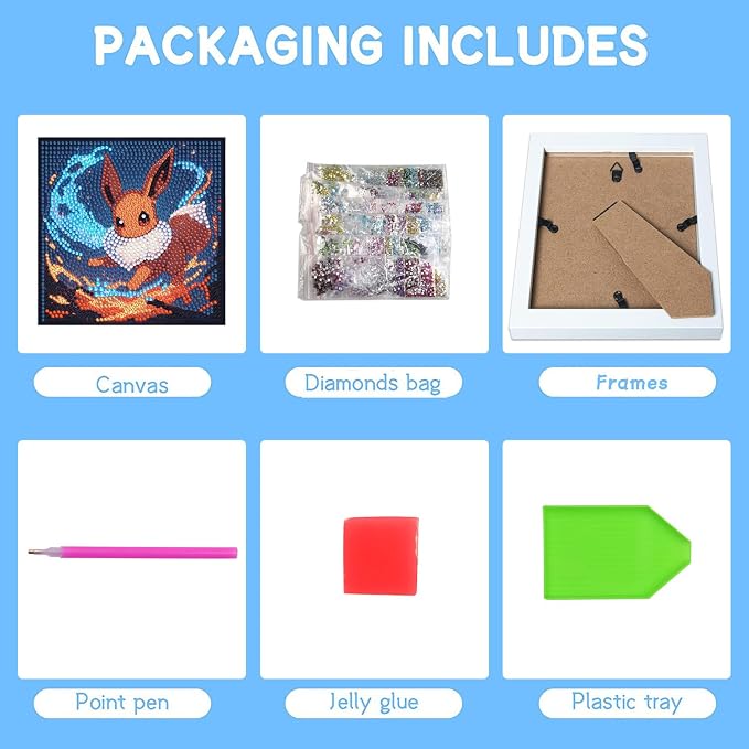 5D DIY Diamond Painting Kits for Kids with Frame,Cartoon Diamond Art for Kids Ages 4-8-12,Easy Gem Kit Kid with Beautiful Box for Gift Home Wall Decor(7x7inch)