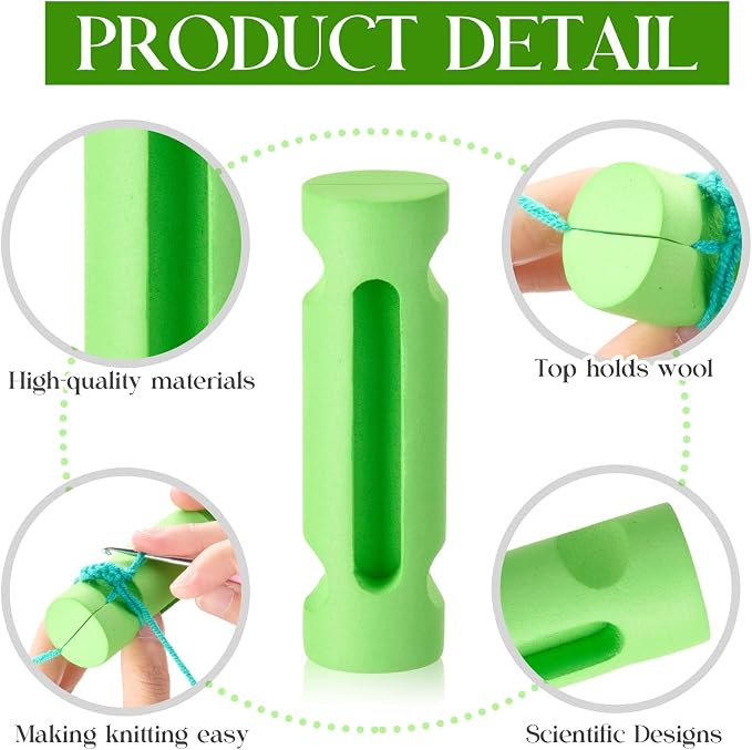 Threlaco 1 Pcs Crochet Tool 4" Beginner Crochet Tool, Green | Learn How to Make Circle Stitch and Guide Knitting Holder Accessories for All Yarn Sizes Beginners Mother Birthday Gifts