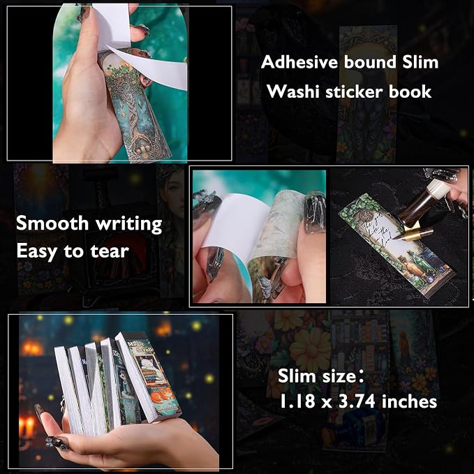 Aromoty Slim 6 Set 300Pcs Magic Washi Stickers Book Junk Journal Supplies