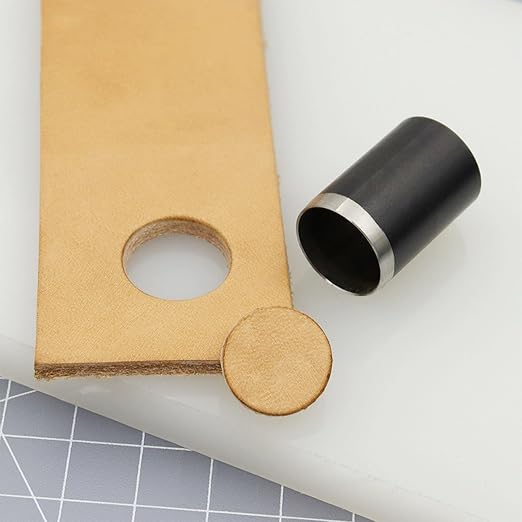 Yayatty 16 PCS Leather Hole Punch Set, 15 PCS Round Shape Leather Punch Cutter Tool with Perforated Matting, Leather Punch Tool for Leather Craft