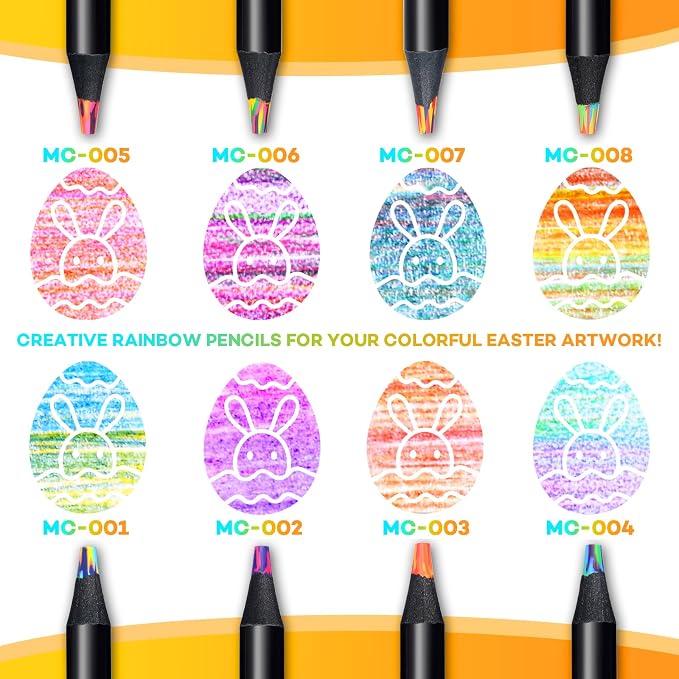 nsxsu Art Supplies for Kids Teens Adults, 8 Rainbow Pencils Drawing Supplies, Jumbo Multi Colored Pencils for Sketching Drawing, Tween Girls Trendy Stuff Birthday Party Favor Crafts for Boys 6-12