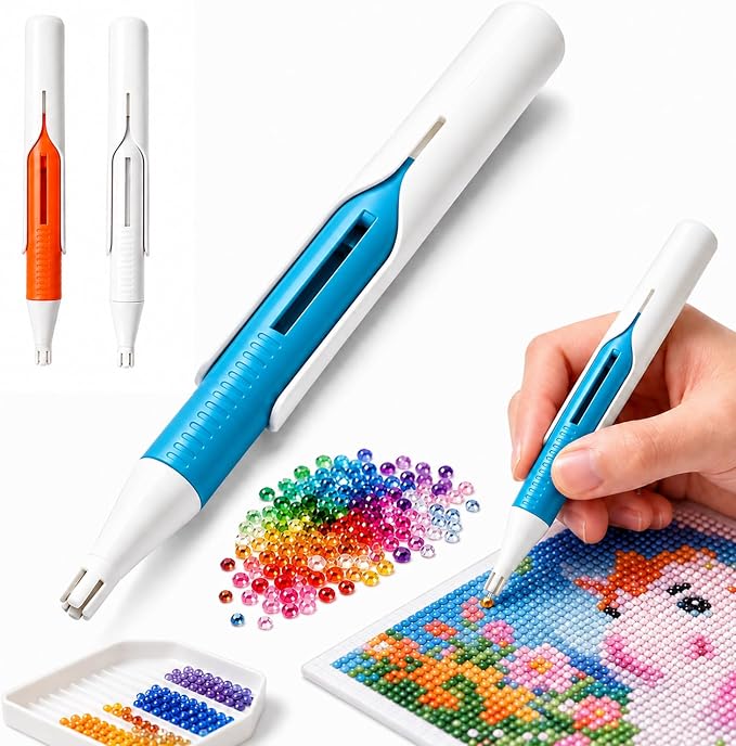 Diamond Art Automatic Bead Dispenser Pen,Automatic Diamond Painting Pen,Diamond Art Pen for 2.8mm Round Drills,DIY Crafts for Adults,No Wax Required,Accessories Kit，Blue