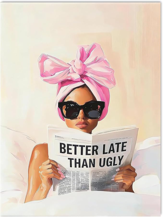 Gemozaic Fashion Woman Paint by Numbers Kit for Adults Beginners, Unframed | Pink Bow Easy Paint by Number for Adult, Elegant Lady DIY Acrylic Painting by Number for Home, Wall Decor, Gift, 12 x 16 IN