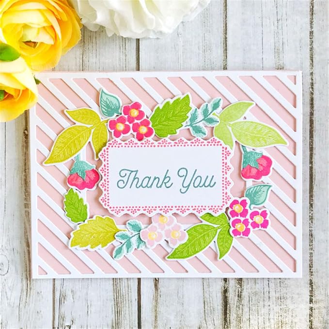 Cutting Dies 3D Background Frame Metal Stencils Scrapbooking Tools DIY Craft Thanks Embossing Template for Paper Card Making Album Arts Supplies (Frame G-Diagonal striped11.1x14.3cm)