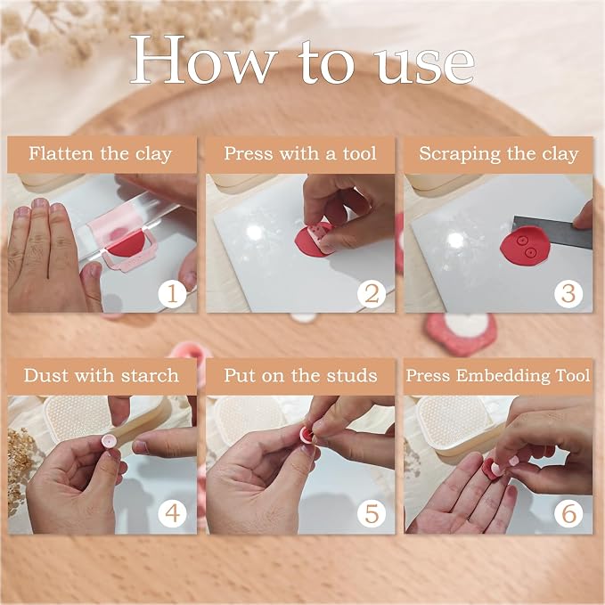 Stud Post Embedding Tool Set for Polymer Clay Earring, Polymer Clay Tools