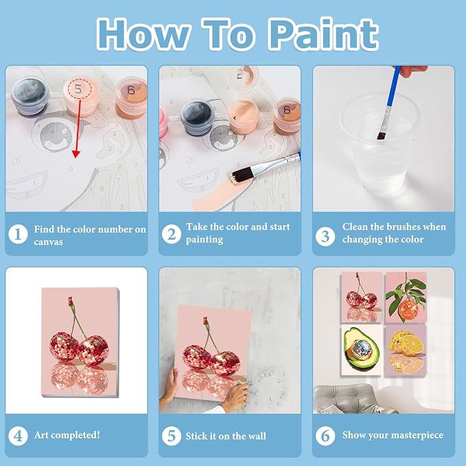 Paint by Number for Adults, Disco Ball Paint by Numbers Kit for Adults 8x12
