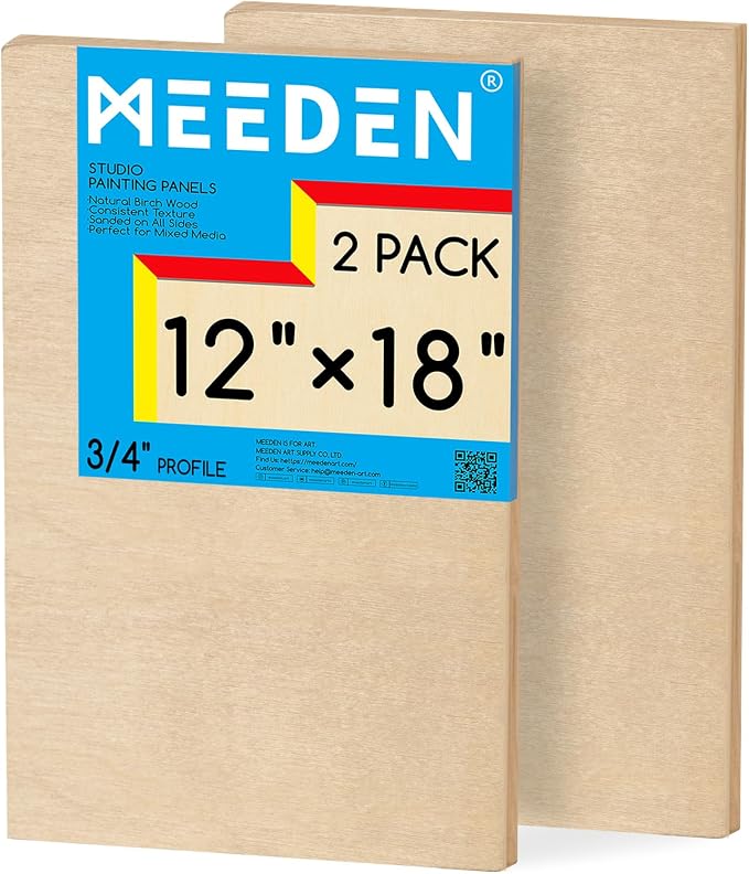 MEEDEN Unfinished Wood Canvas Board:12x18 Canvas Panel Pack of 2