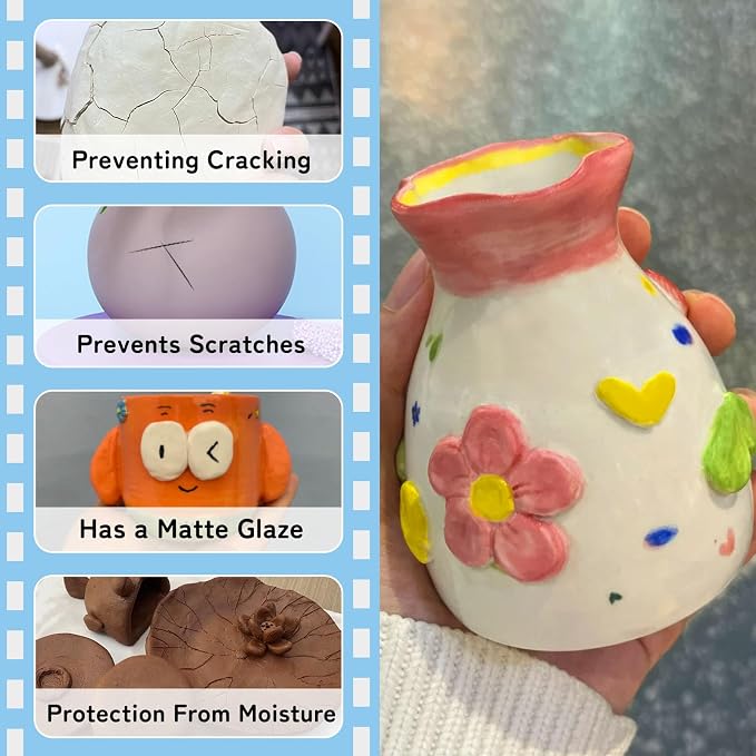 100ml Air Dry Clay Glaze, Protect Clay Surfaces,Delivers Matte Glaze Effect | Matte Glaze, Air Dry Clay Varnish, Waterproof, Dustproof, Prevents Clay Scratches & Wear