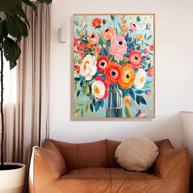YarnMate Flowers in Vase Paint by Numbers Kit for Adults - Paint by Number on Canvas Without Frame, DIY Acrylic Painting for Gift Home Wall Decor (16x20 Inch)