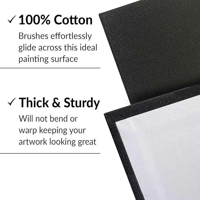 Black Canvas Panels for Painting, 20 Pack, 5x7 Inch Gesso-Primed Boards for Oil, Acrylic & Watercolor, Blank Art Canvas for Artists