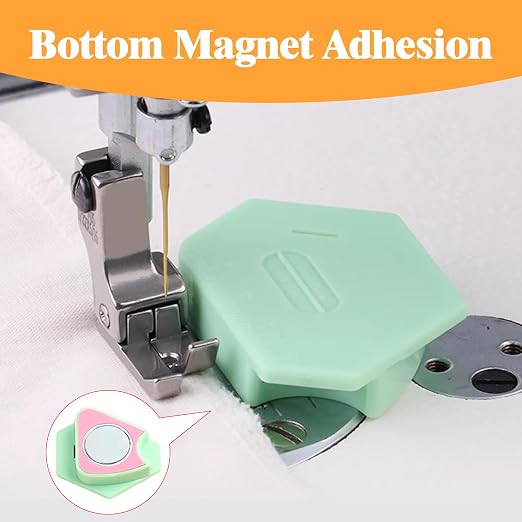 3 Pack Magnetic Seam Guide for Sewing Machine, Upgraded Multifunctional Polygonal Hemmer Guide with Scale, Universal Sewing Accessories Supplies for Magnet Making Machines (3color)