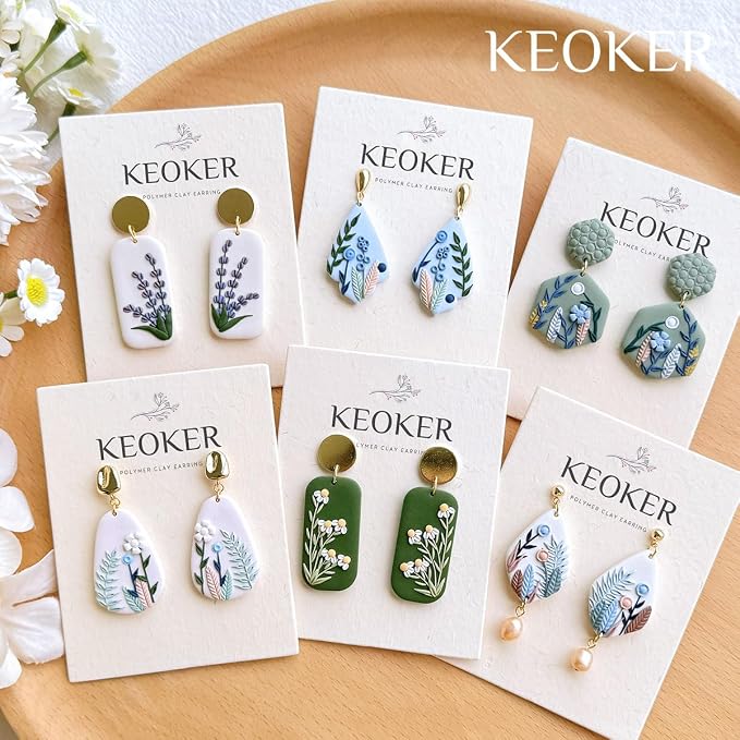 KEOKER Polymer Clay Cutters, Clay Cutters for Polymer Clay Jewelry, Basic Polymer Clay Cutters Set, Clay Earrings Cutters.(A)