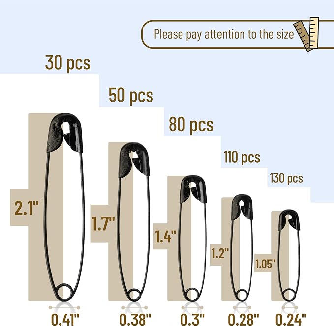 Mr. Pen- Safety Pins, 300 Pack, Small & Large Sizes, Nickel Plated Steel