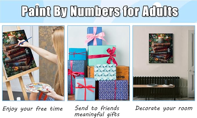 Ycydilirab Paint by Numbers Kits for Adults-Books Paint by Number Adult,Paint by Number Kits on Canvas,Number Painting for Adults,for Home Wall Decoration and Gifts 16X20 inch