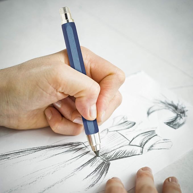 5.6mm Mechanical Pencil Lead Holder with Clip Metal Mechanical Clutch with Built-in Sharpener Automatic Graphite Pencil Lead Pencil For Construction, Draft Drawing, Crafting, Art Sketching