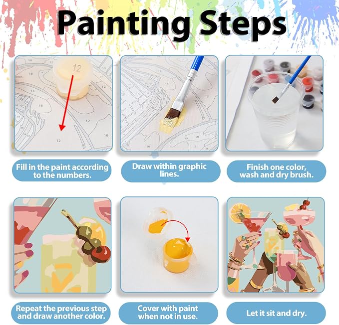 Paint by Numbers Kit for Adults, Adult Paint by Number Kits 16x20 Inch | Cocktail Paint by Numbers Kit for Adults, Acrylic Painting by Numbers, DIY Arts and Crafts for Gifts or Home Decor