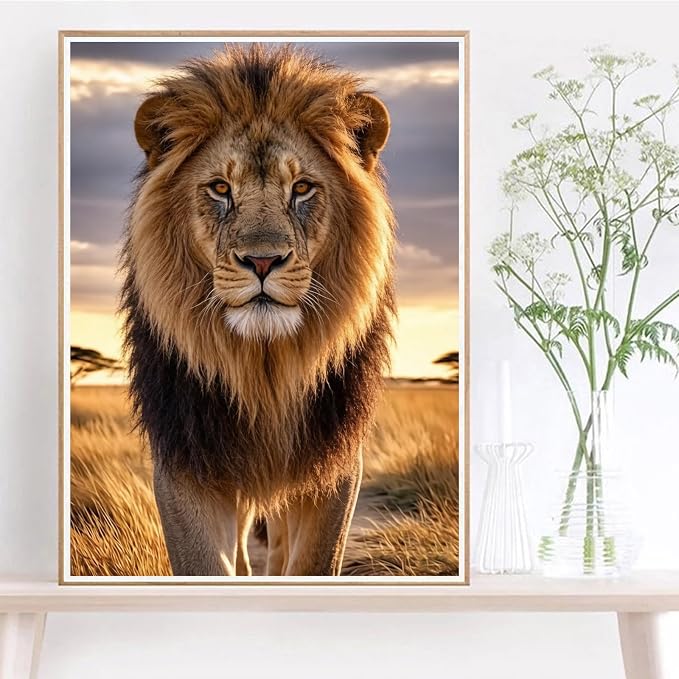 NZNANCHU DIY Lion Paint by Numbers for Adults,Animal Painting by Number Kits on Canvas,Color by Numbers for Beginner,Gifts Decor for Home Wall Room (Lion)