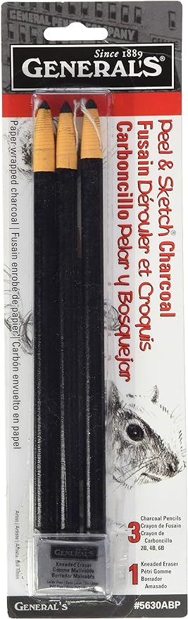 Peel & Sketch Charcoal Pencils 3/Pkg-