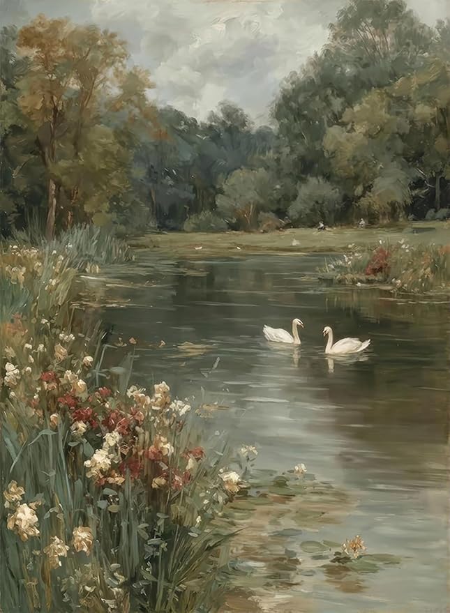 WUDWL Paint by Numbers Kit for Adults, Color By Numbers for Adults | Swan Lake Painting by Number Kits On Canvas, Number Artist Paint by Number Kit Funny Without Frame DIY, 12x16in
