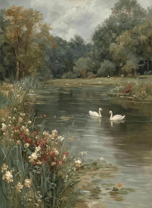 WUDWL Paint by Numbers Kit for Adults, Color By Numbers for Adults | Swan Lake Painting by Number Kits On Canvas, Number Artist Paint by Number Kit Funny Without Frame DIY, 12x16in
