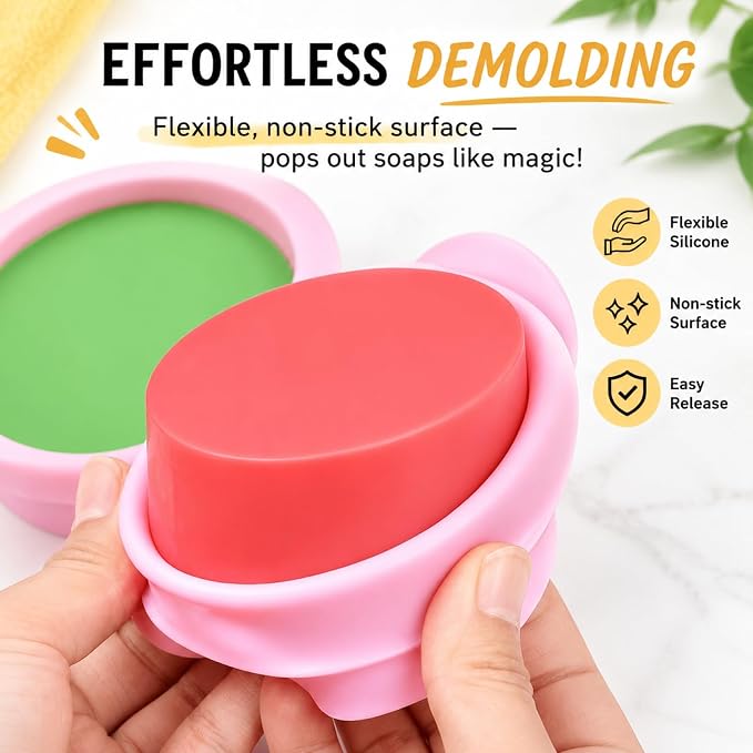 SJ Massage Bar Soap Mold Set, 2-Pack 4-Cavity Silicone Soap Mold | For Massage Bars, Handmade Soap & Shampoo Bars, Food Grade Silicone, Easy Release, Reusable