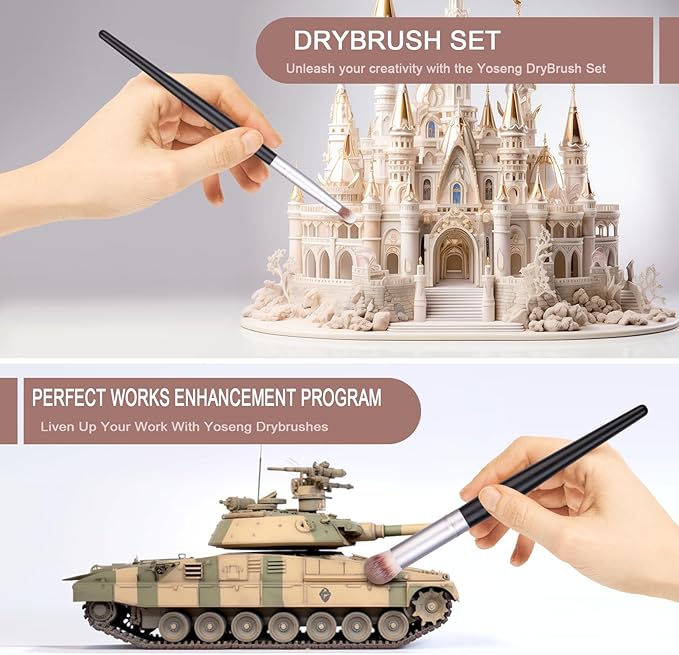 Drybrush Set - Premium Art Paintbrush Set for Miniatures,6 Different Sizes