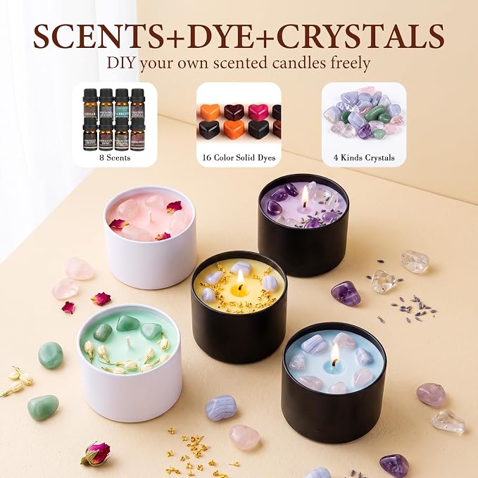BISWYLBLJ Candle Making Kit,Soy Candle Making Supplies for Adults Beginner | Candle Kit with Melting Pot,Soy Wax,Scents,Dyes,Gift Box Etc,Perfect as a Gift for Christmas,Valentine's Day,Mother's Day