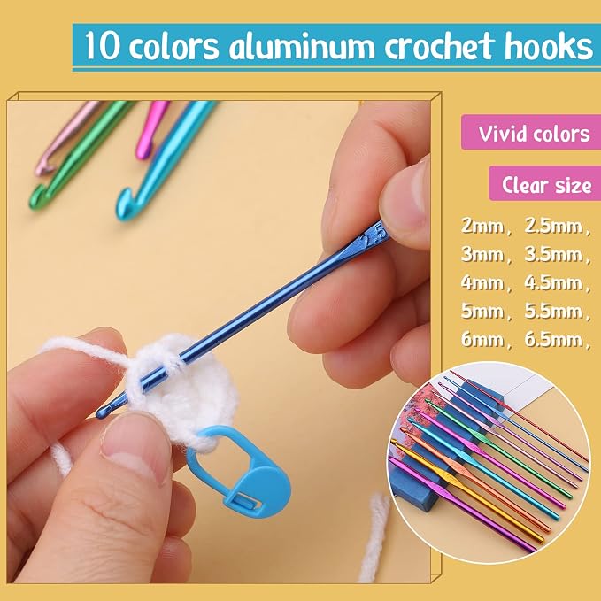 IMZAY 110 Pcs Crochet Hooks Set 0.6–6.5mm Crochet Needles for Yarn | Ergonomic Crochet Hook Set for Arthritic Hands Crochet Needles for Crocheting with Case Knitting Needles for Crocheters