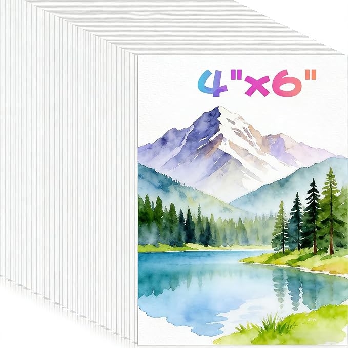 100 Sheets Watercolor Paper, 4"x6" Water Color Paper, Loose Drawing Paper | 140 lb/300 gsm White Water Color Paper for Artists Drawing Coloring Sketching Painting,Arts & Crafts Supplies for Kids Adults