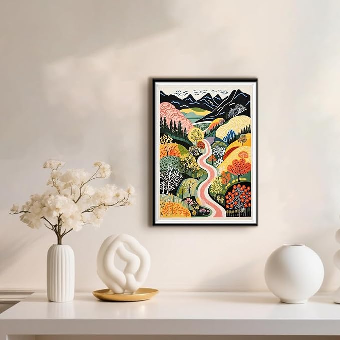 DOTSOPS Landscape Diamond Art Painting Kits Round Full Drill 11.8 x 15.7 in | DIY Paint by Diamonds for Adults,Beginner Craft Home Wall Decoration Gift