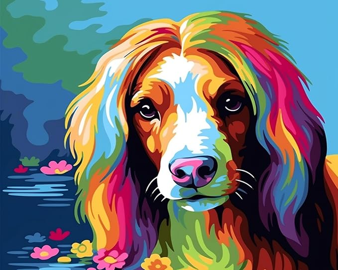 Maomaomi Paint by Numbers DIY Acrylic Painting Kit for Kids & Adults Beginner – 16" Wx20 L Mimi Dog Pattern