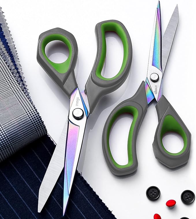 LIVINGO Fabric Scissors 9.5" Professional Sewing Shears All Purpose | Titanium Coated Steel Blade, Precision Cutting Control, Cloth Paper Leather Crafting Supplies