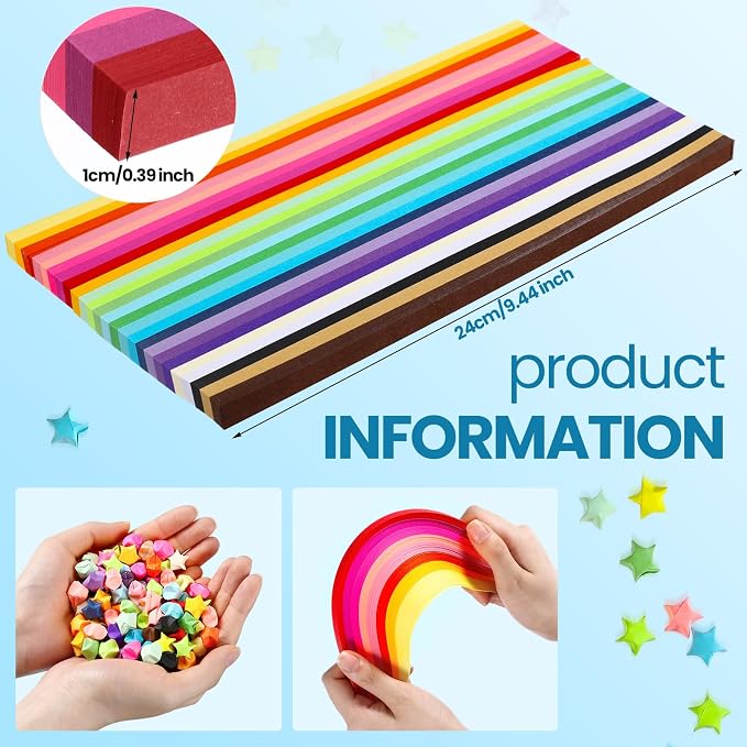 Colarr 8100 Sheets Star Origami Paper Strip 27 Color Folding DIY