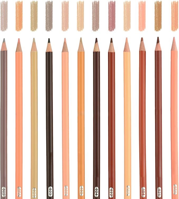 12 Skin Colored Pencils,Oil Based Colored Drawing Pencil Set for Adults Coloring Books Drawing Sketching Art Supplies