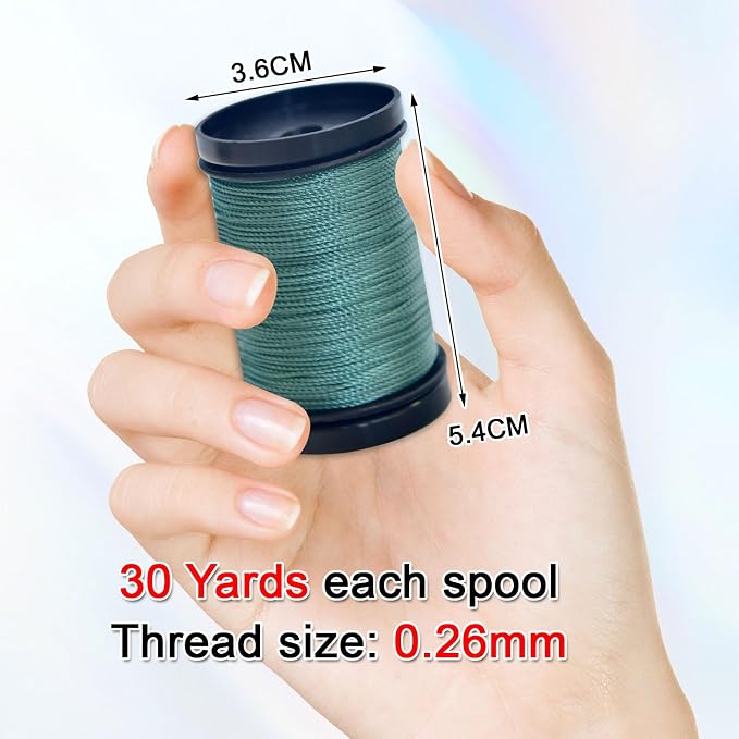 30 Yards Heavy Duty Extra Strong Upholstery Nylon Sewing Thread for Machine, Home, Hand, Craft, and Denim Leather，Color：Dark Jade Green