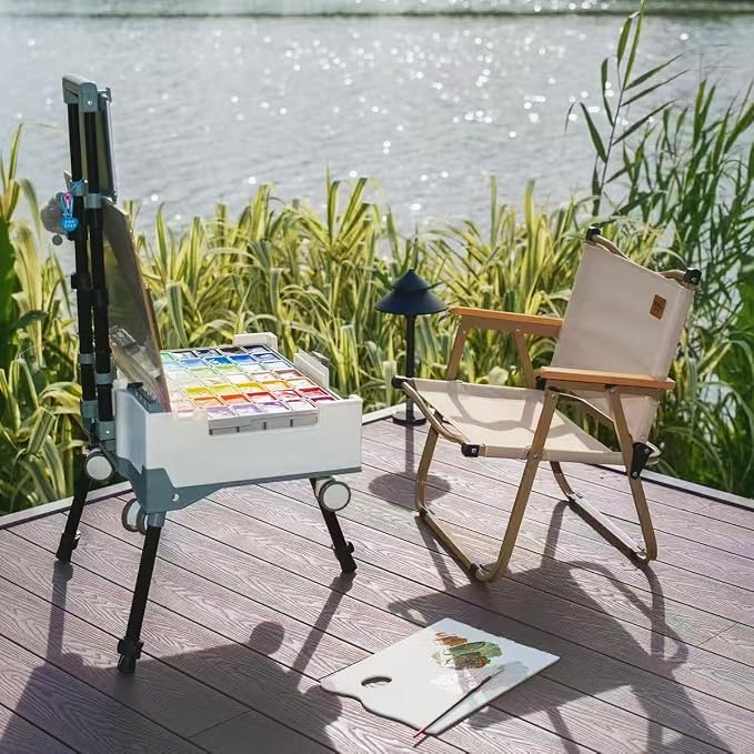 Art Painting Kit with Mobile Storage Easel, Acrylic Watercolor Oil Paint Set, All-in-One Drawing Art Supplies with Brushes Canvas for Beginners Adults Artists