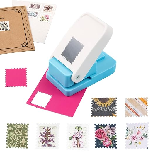 Stamp Punch, Stamp Puncher 1X0.8inch Rectangular Postage Stamps Punches, Stamps Shaped Paper Punch, Lever Paper Punches for Crafting,Craft Cutter Hole Puncher for Scrapbooking Journaling Card Making