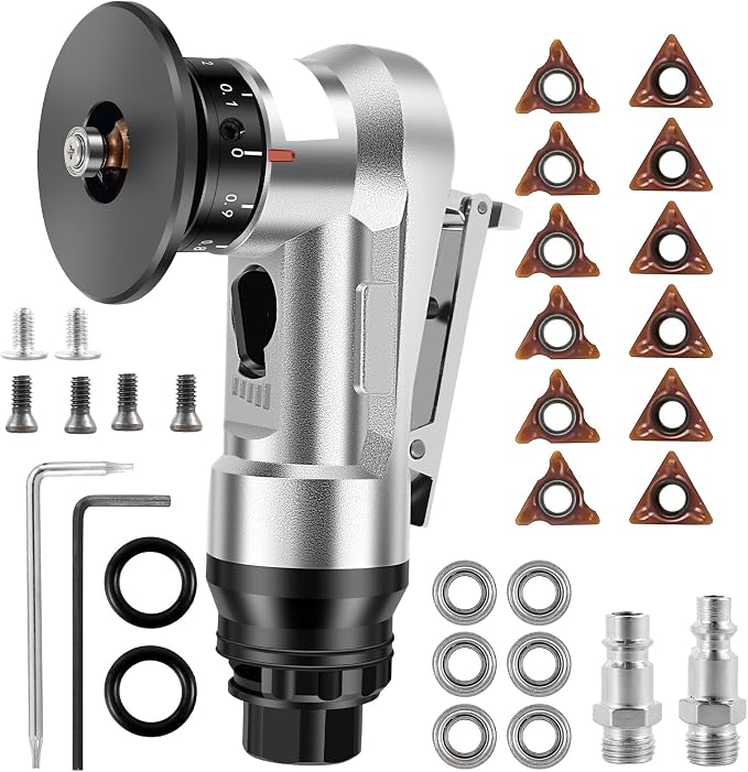 Mini Pneumatic Chamfering Machine, 30000 RPM Portable Air Beveling Machine with 1/4 Inch Air Inlet Handheld, 45° Mini Chamfering Machine Air Tools with Blades for Beveling Deburring
