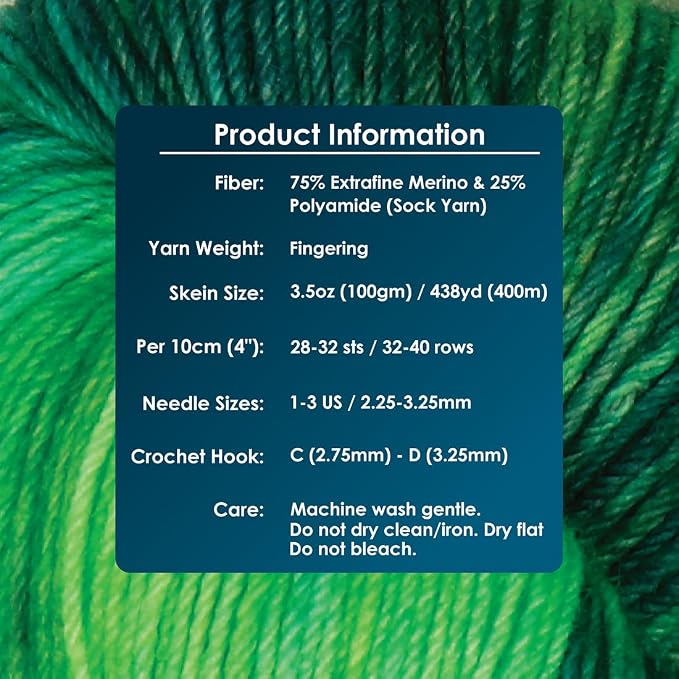 KnitPro Symfonie Fingering Weight Merino Wool Yarn 100g, Jungle Secrets