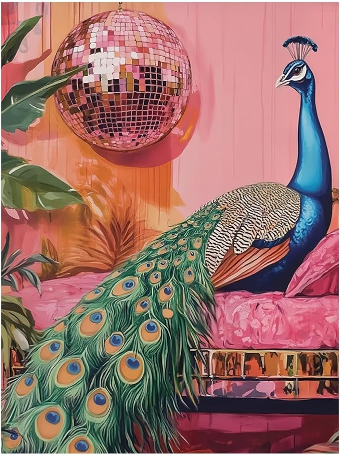 Mandun Peacock Paint by Numbers Kit for Adults, 16x20 inch | DIY Painting Kits Crafts for Adults, Relieve Stress, Gift, Home Wall Decor