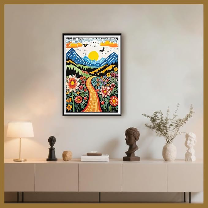 DOTSOPS Landscape Diamond Art Painting Kits Round Full Drill 11.8 x 15.7 in | DIY Paint by Diamonds for Adults,Beginner Craft Home Wall Decoration Gift
