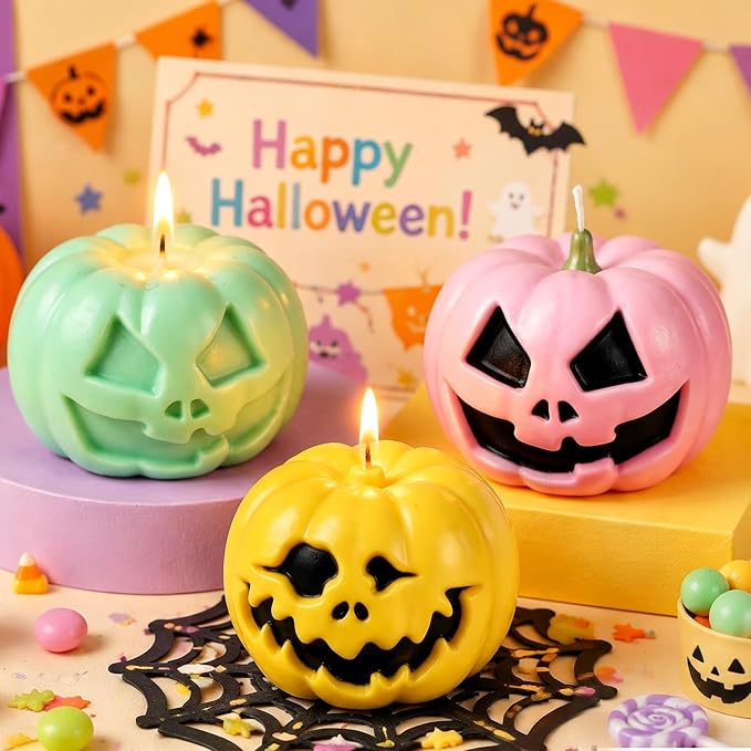 Halloween Candle Mold, 2 Pack Ghost Face Pumpkin Silicone Molds | Halloween Silicone Molds for Epoxy Resin Casting, Candle Soap Making, DIY Gift Plaster Craft,Halloween Party Home Decorations