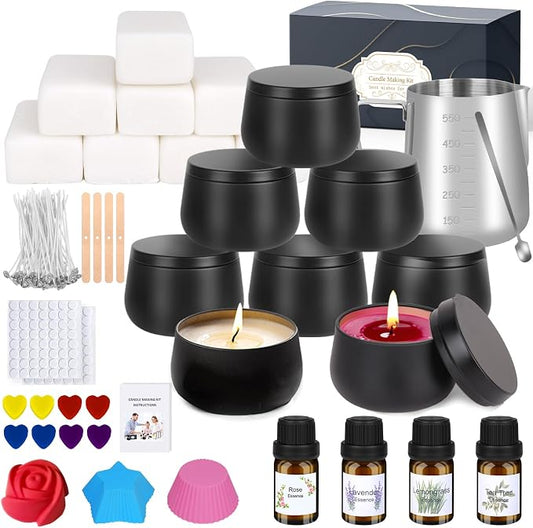 Candle Making Kit for Adults - DIY Scented Candles Making Supplies with Soy Wax,Wax Melter, Essential Oils, Color Dyes, Wicks Sticker, Candle Tins - Full Candle Making Set - Perfect Home Decoration | Soy Wax,Wax Melter, Essential Oils, Color Dyes, Wick...